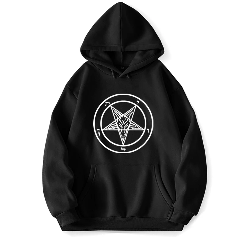 Satan Goat Head Hooded Sweatshirts Men Pullovers Jumper Hoodies Hoodie  Pocket Spring Autumn Korean Style Sweatshirt