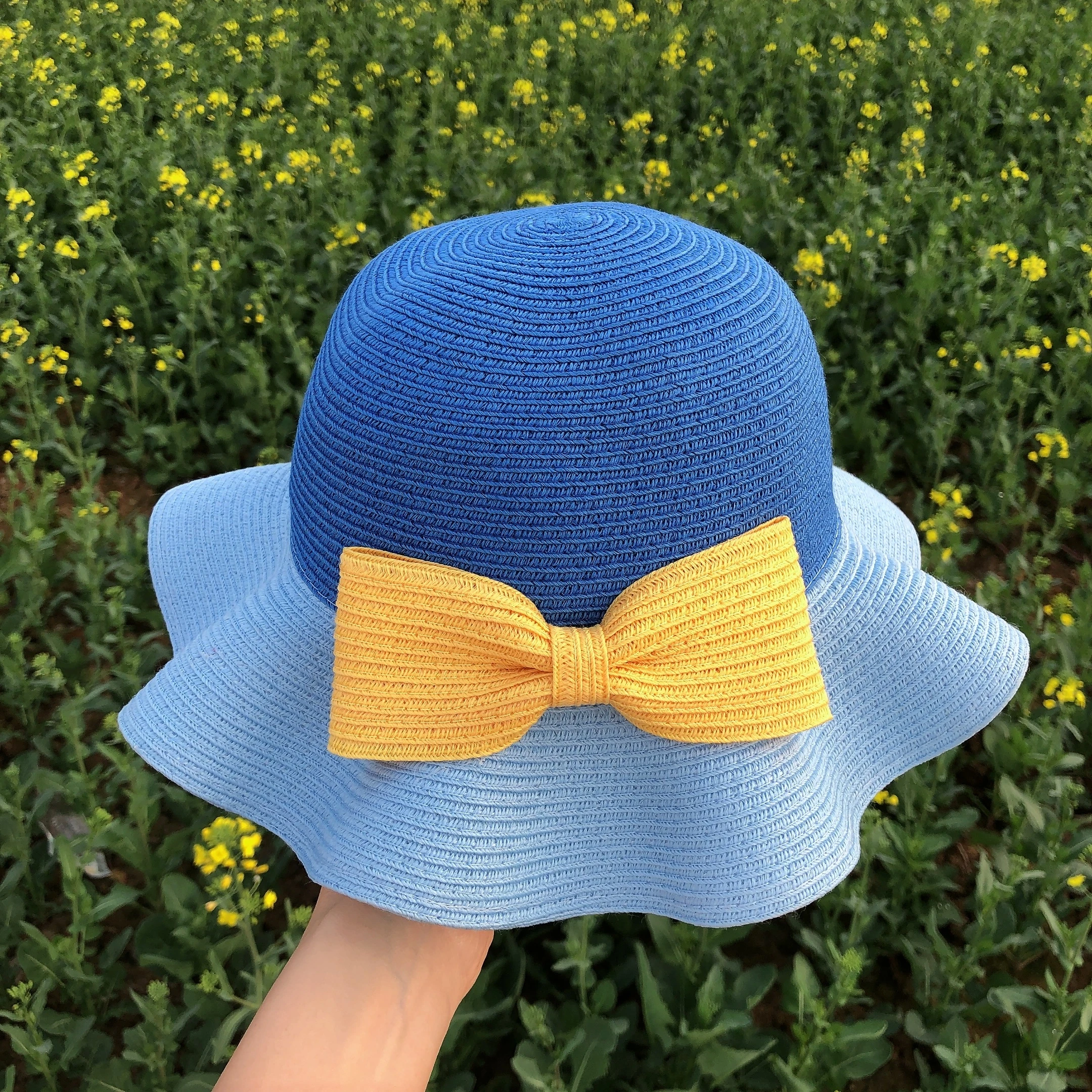 Соломенная шляпа для девочек милый повседневный комплект Детская уличная