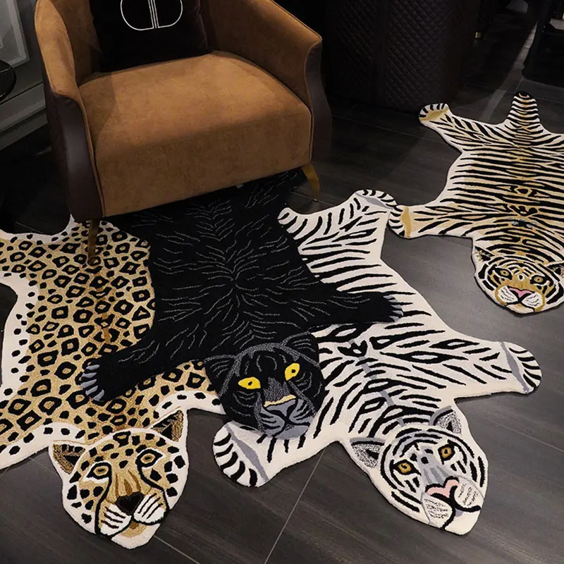 catoon leopard pattern rug non slip antiskid mat washable animal print carpet for living room bedroom room decor floor mat rugs free global shipping