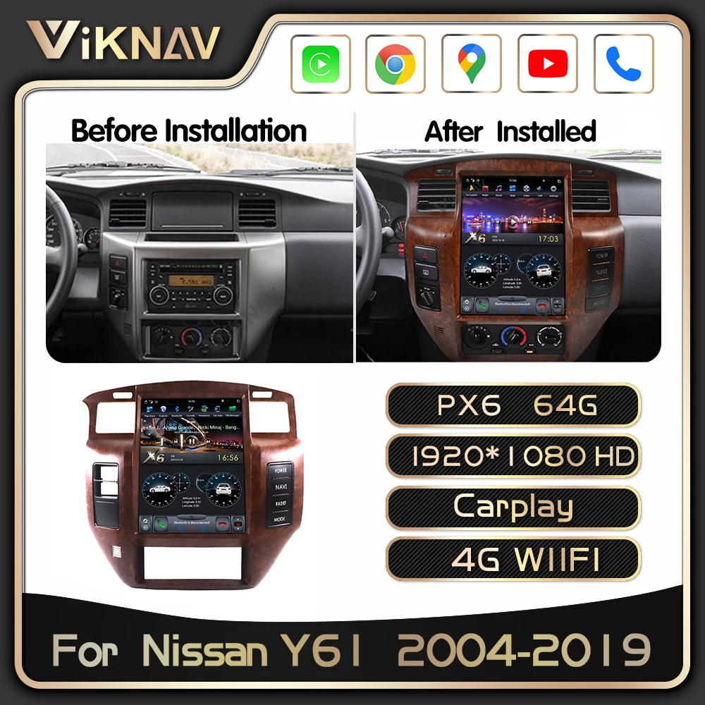 Android 11 Tesla Touch Screen GPS Navigation For Nissan Patrol Y61 2004-2019 Car Multimedia Player Radio Audio Stereo Autoradio