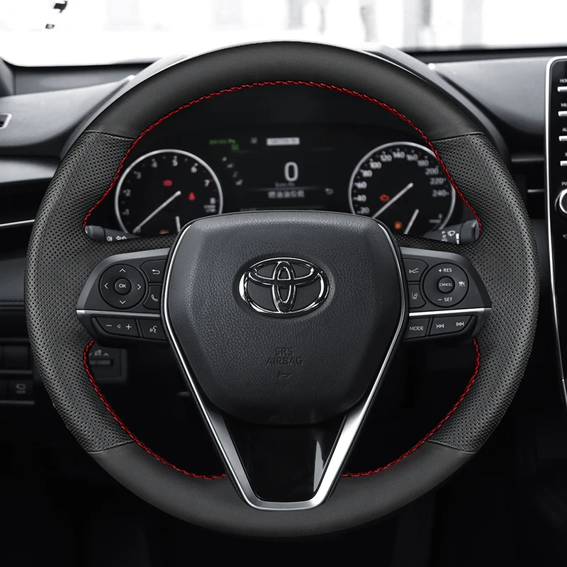 

For Toyota Avalon Camry Crown 2018-2019 Corolla 2018-2020 hand-stitched non-slip Genuine leather Suede Car Steering Wheel Cover