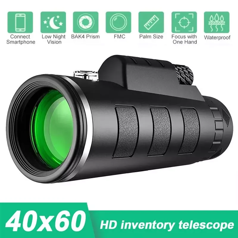 

40 X 60 Professional Monocular Telescope Pocket HD Telescope For Travel Holiday Outdoor Hunting Camping Full Set Zoom Telescope