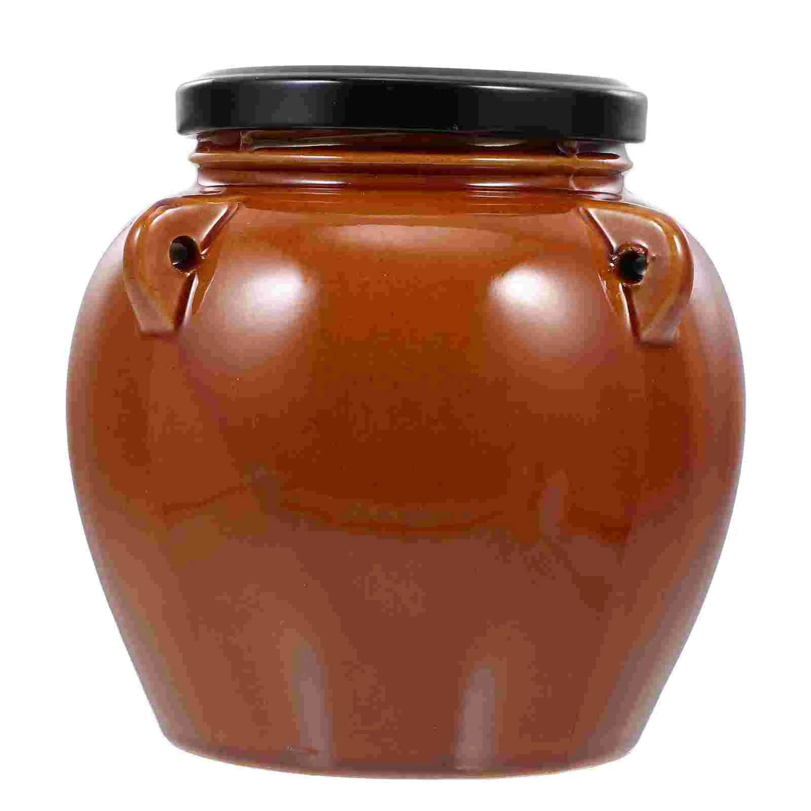 

Airlock Jar Grease Holder Storage Ceramic Kombucha Jar Fermentation Starter Chinese Pickle Jar