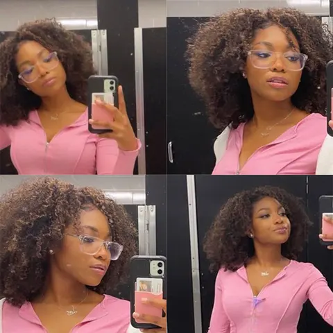 Шоколадно-коричневые афро-кудрявые вьющиеся волосы на заколке Maxine Ombre Color Kinky Curly Clip Ins Пучки Наращивание человеческих волос