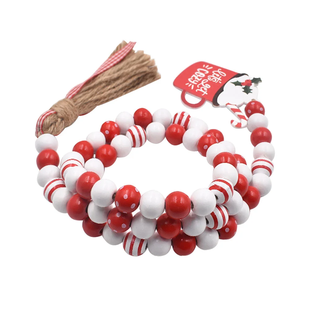 

Decorative Tassel Wooden Beads Xmas Design Beads String Decor Home Adornment