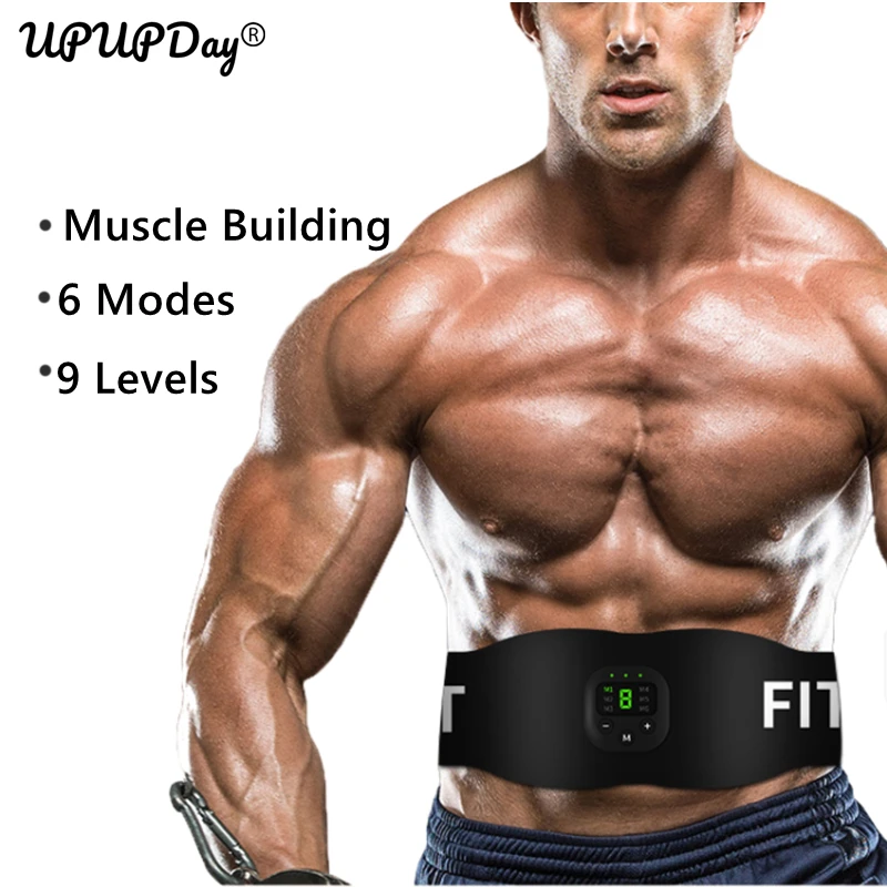 

Electric Body Muscle Trainer Stimulator EMS abs Training Belt USB Smart Black Abdominal Massage Machine Fitness Equipment Assist