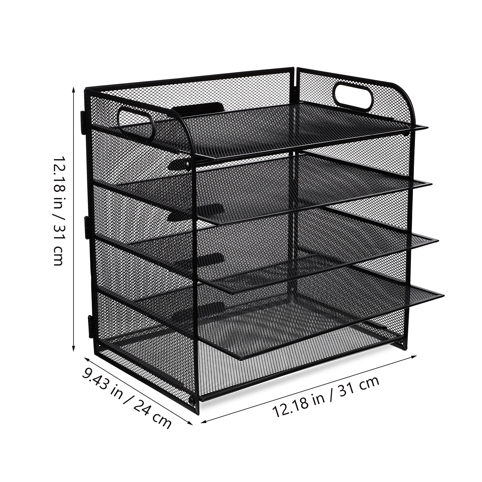 

Stationery Letter Organizer Shelf Desk Black Tray Desktop Carbon Steel Paper Office