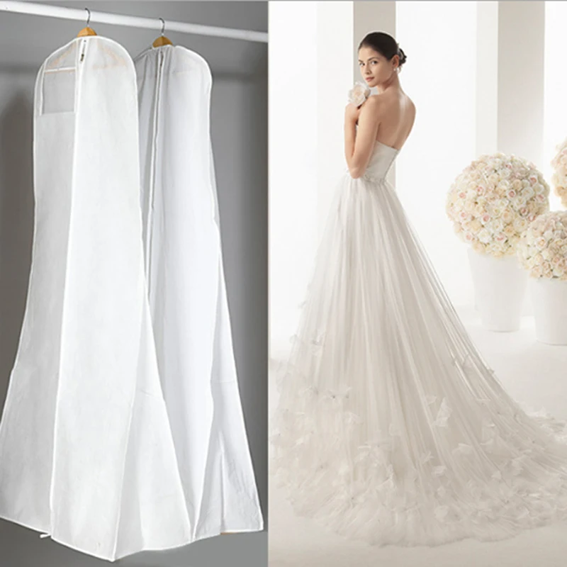 

Long Wedding Dess Dust Bag Evening Dress Dust Cover Bridal Garment Storage Bag For Clothes