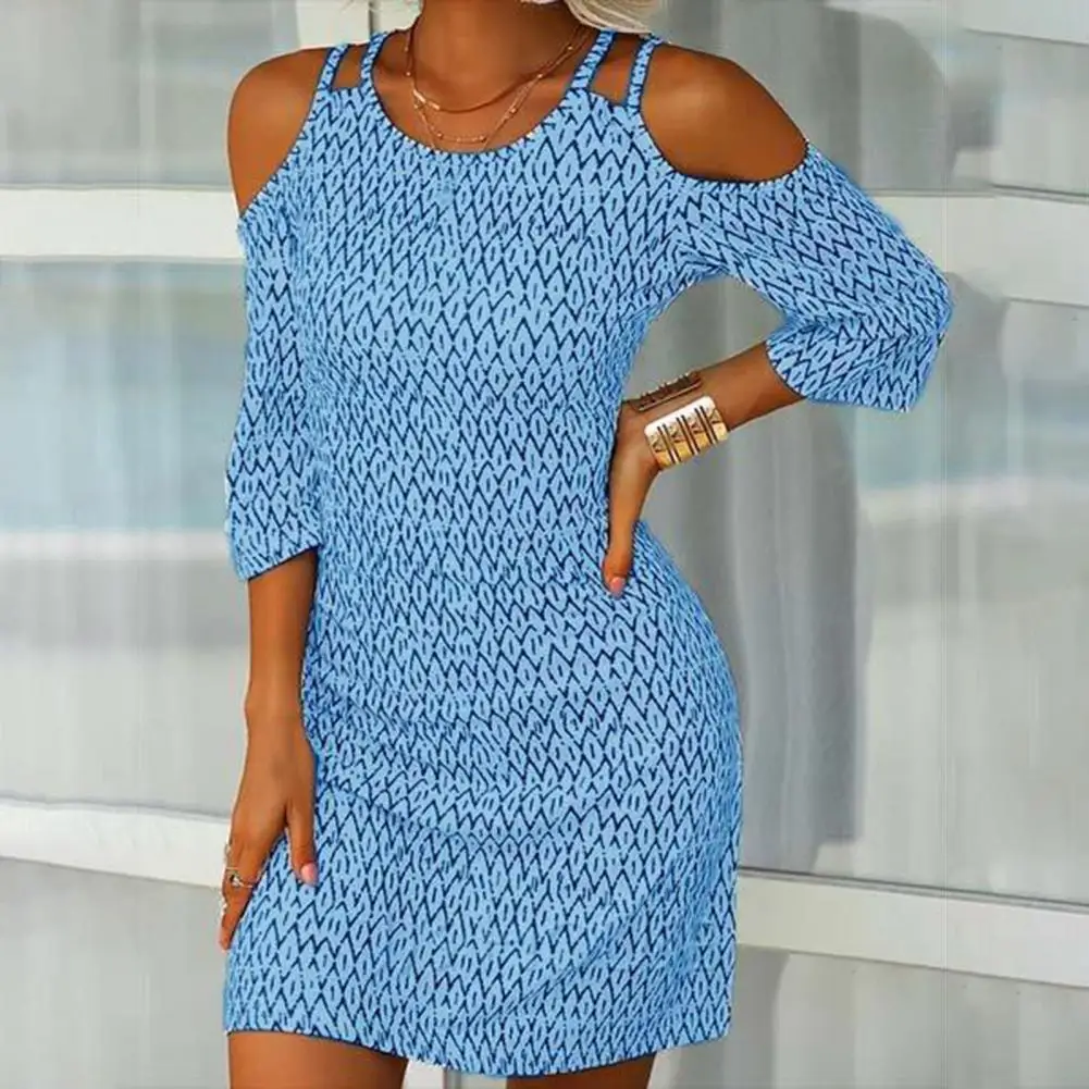 

Stylish Dress Breathable Streetwear Lady Dress Geometric Print Women Dress