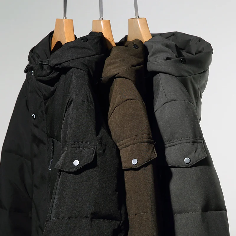 Black Hooded Down Jackets 2023 New Mid-length Down Jacket Men Clothing Winter Fashion Warm Down Coat Male Parkas Men Jacket Zm