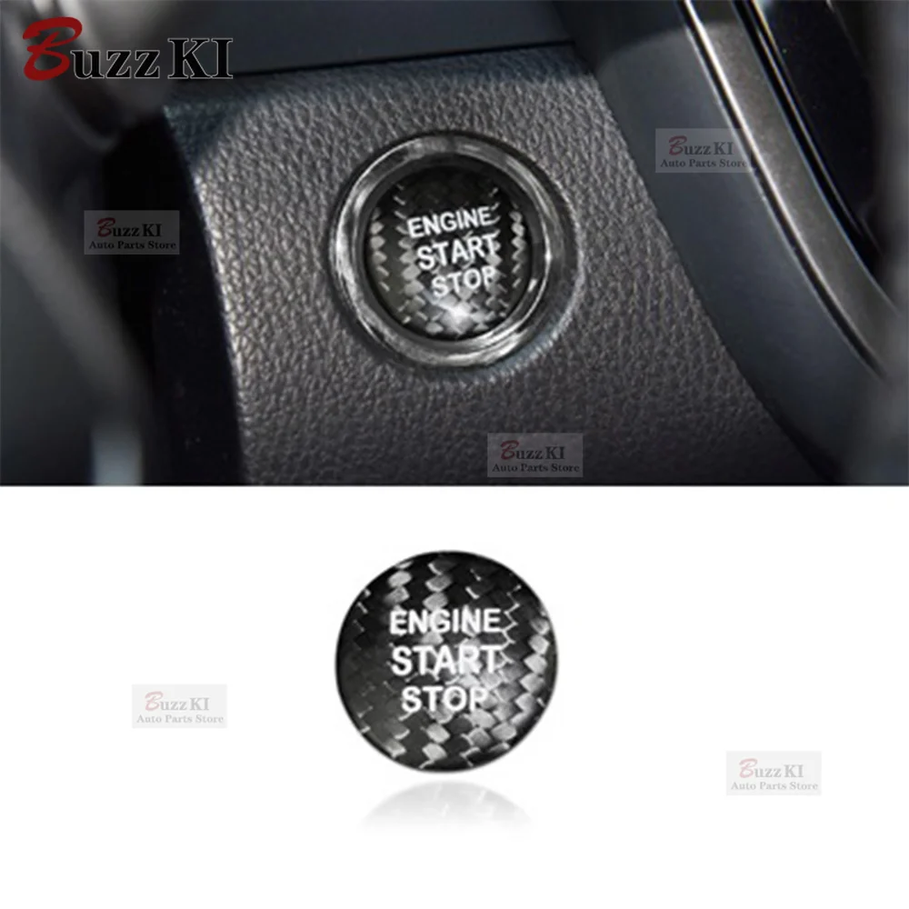 

Углеродное волокно, кнопка запуска двигателя автомобиля, кнопка, накладка, наклейки для Toyota Corolla RAV4 Camry CHR, красный, черный