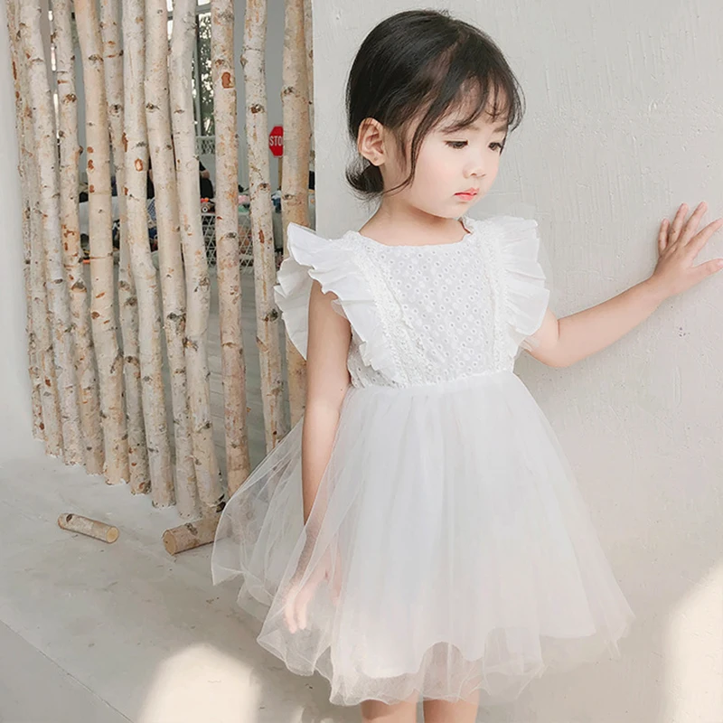 

Детское платье, кружевной жилет, юбка из пряжи, пушистые детские платья принцессы для девочек, летняя одежда для маленьких девочек в Корейском стиле без рукавов