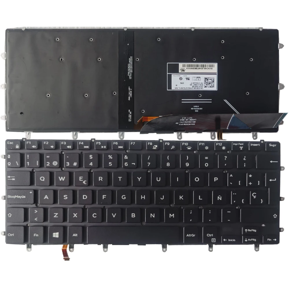 Новая испанская клавиатура с подсветкой для Dell XPS 15 9550 9560 9570 7590 Lpatop SP, Черная