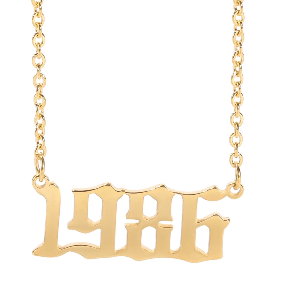 

Xincong Stainless Steel Jewelry 2 Colors Gold Color Steel Color Year Of Birth 1986 Pendant Necklace With 45+5cm Link Chain