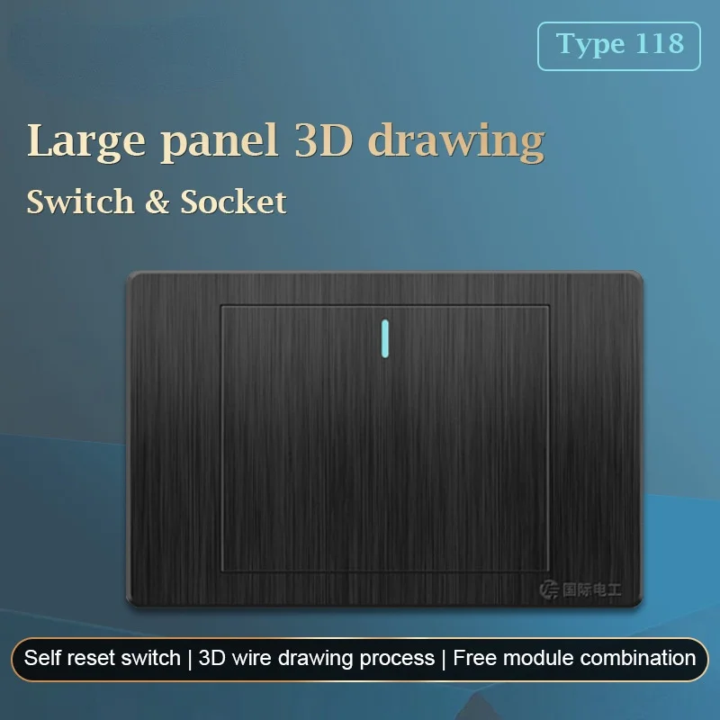 

1 2 3 gang1 2 way Multi Control switch 118 wire drawing black US AU Brazil Mexico standard switch various styles 16A sockets