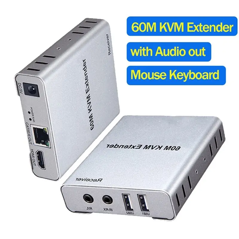 DT21 KVM-удлинитель 60 м CAT5E6 RJ45 USB с аудио и ИК-управлением 1080P, европейская вилка (art.: 3920dcfe38557) - 3920dcfe38557
