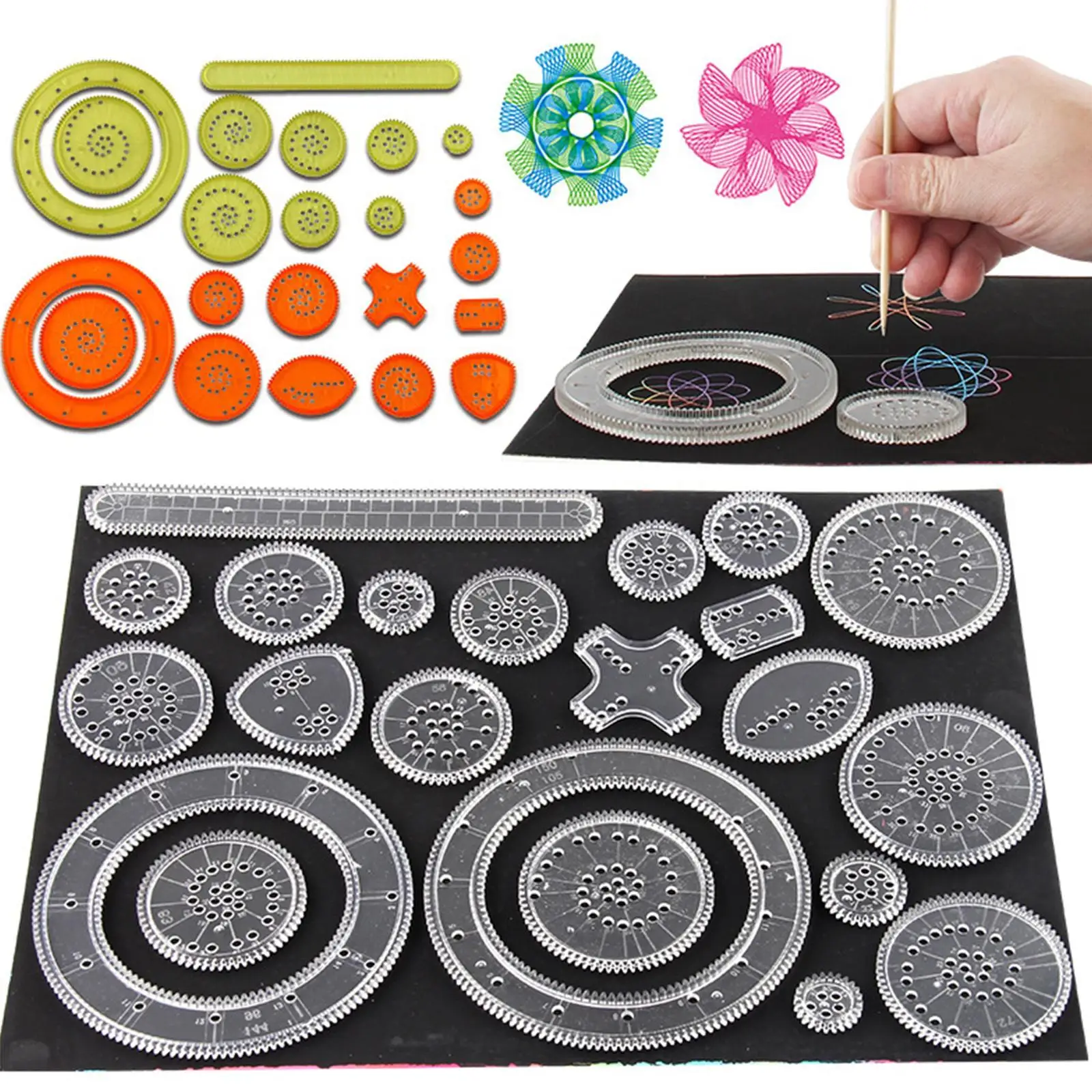 

Kaleidoscope Ruler Funny Interlocking Gears Wheels Art Drawing Template Set Children Painting Drawing Tool Kawaii Stationery