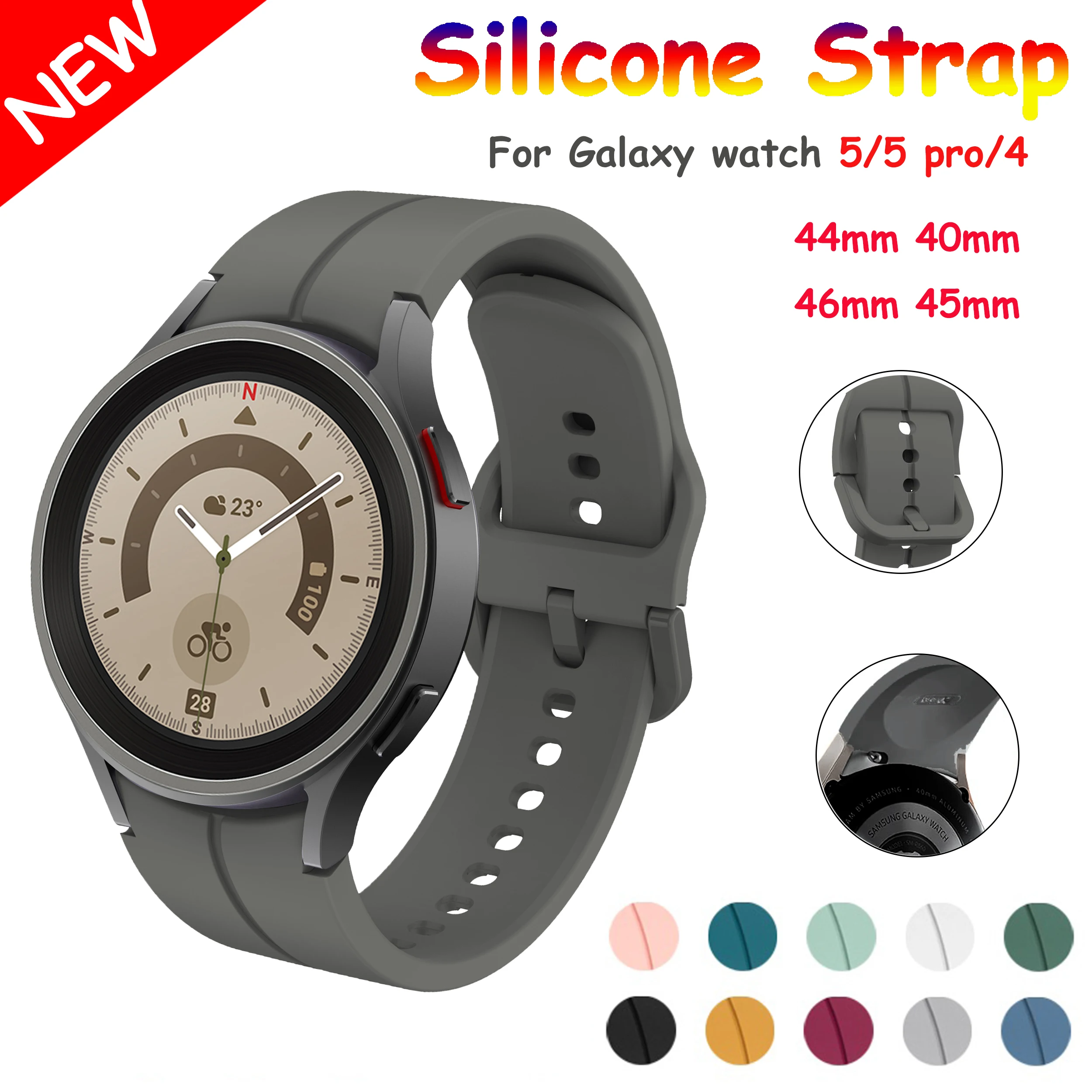 

Sport Bracelet For Samsung Galaxy Watch 5 pro 45mm/4 classic 46mm 42mm wristband Silicone Strap Galaxy Watch 5/4 44mm 40mm band