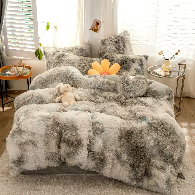 

Роскошный плюшевый ворсистый чехол из искусственного меха пушистое одеяло пушистое постельное белье однотонное теплое мягкое зимнее пост...