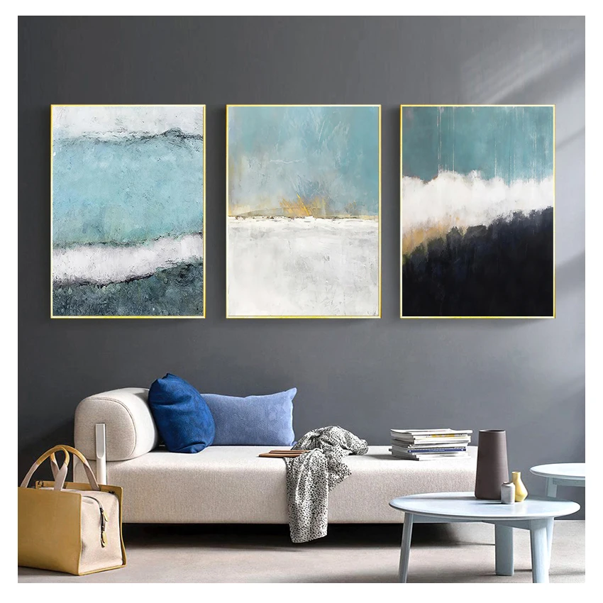 

Nordic Poster and Print Abstract Blue Black Colour Canvas Art Modern Cuadro Decor Home Fashion Wall Art Picture for Living Room