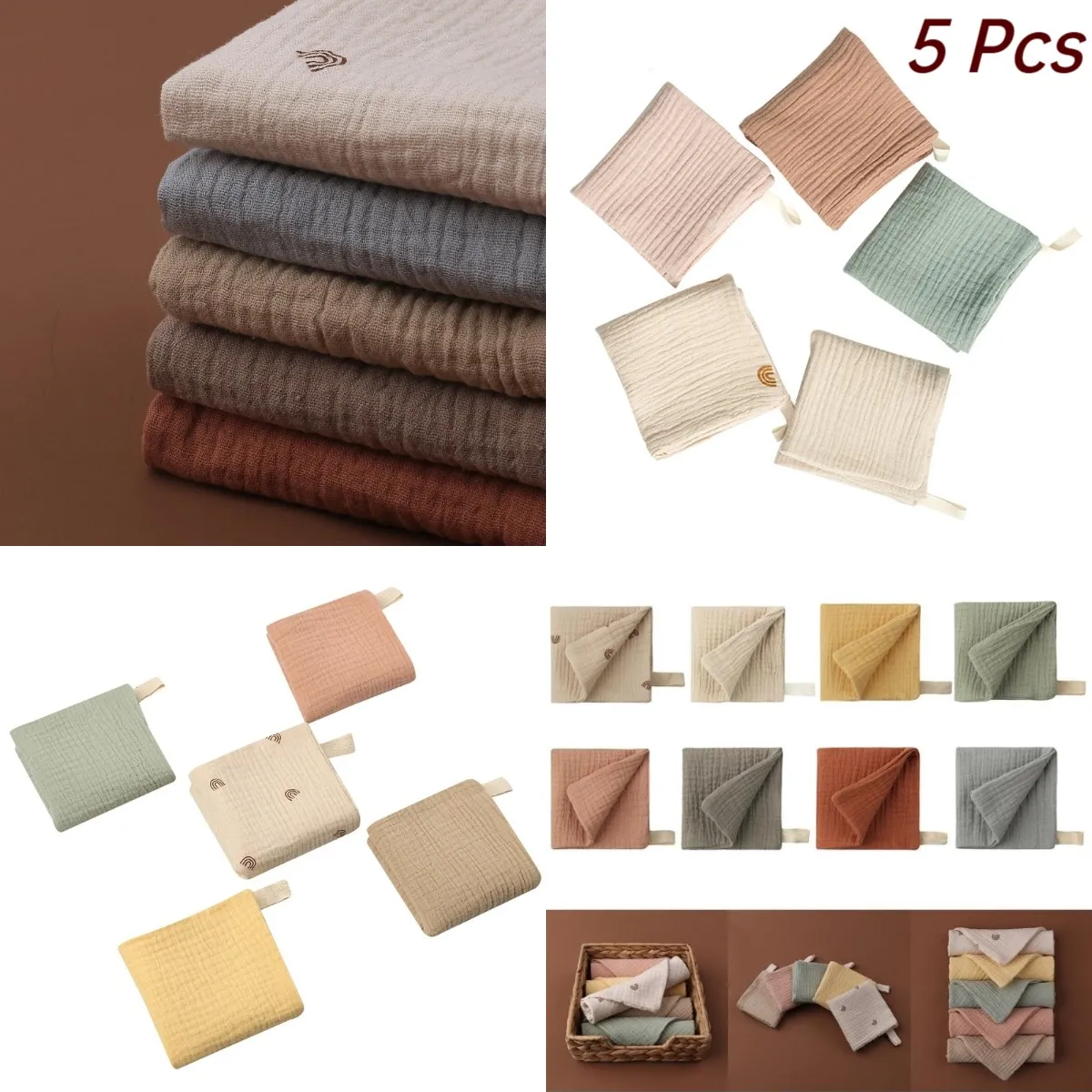 

4/5 Pcs Towel Baby Face cloth Baby Bath Towel Handkerchief Cotton Burp Cloth Soft Absorbent Gauze Kindergarten Washcloth
