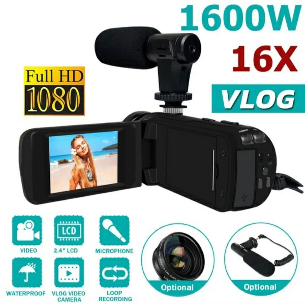Цифровая видеокамера HD 1080P YouTube видеорегистратор с микрофоном широкоугольный