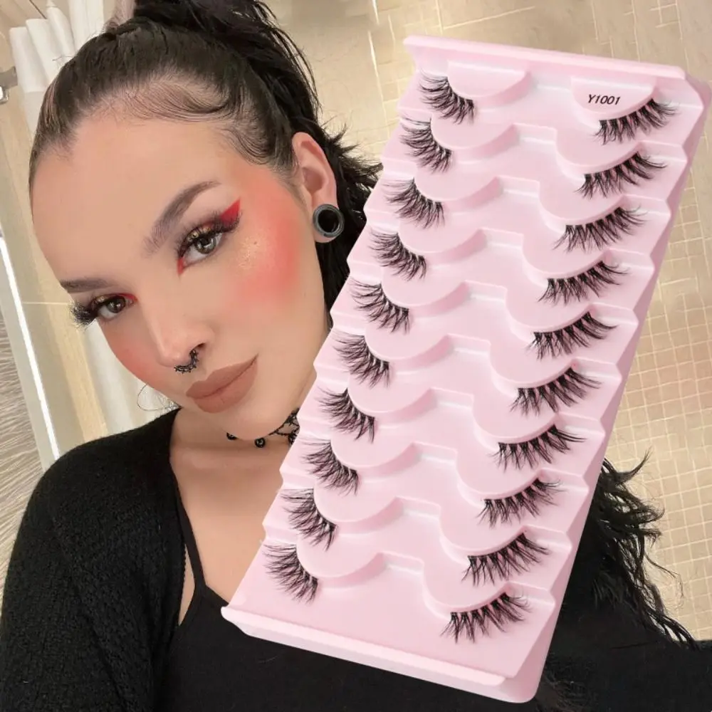 

10 Pairs Half Eye Fake Lashes 3D Mink lashes Reusable False Eyelashes Transparent Terrier Lashes Women Invisible Band Eye Lashes