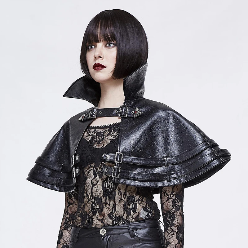 Женская винтажная накидка с металлической пряжкой зимняя высоким воротником в