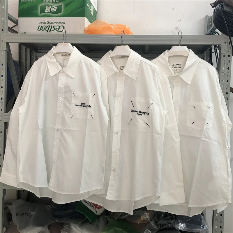 

Four Point Embroidery MM6 Margiela Logo Shirts Men Women 1:1 Best Quality Shirt Oversized 2023ss Long Sleeved Blouse