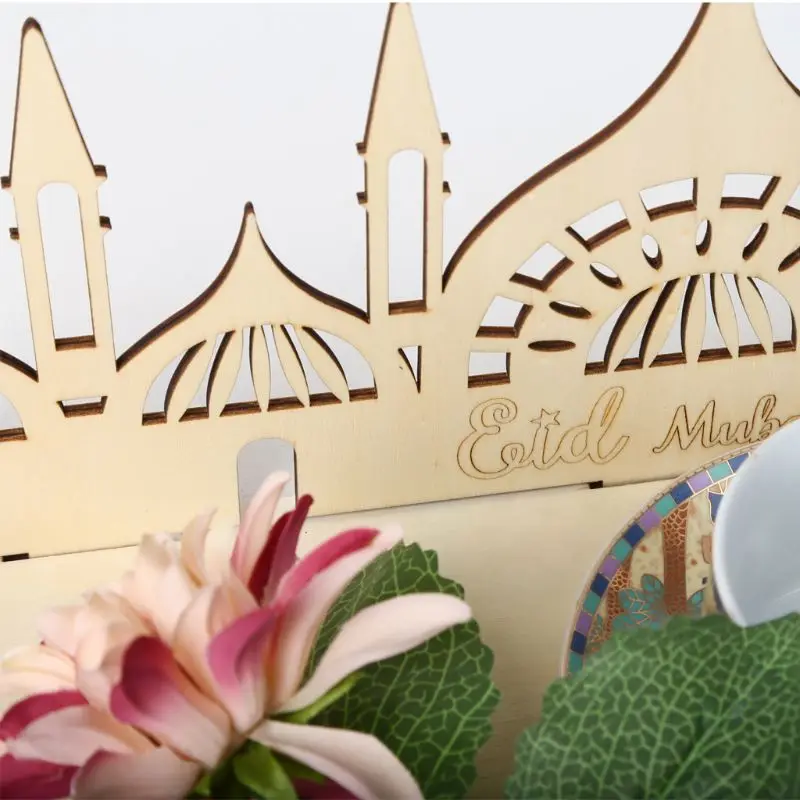 

DIY Wooden Eid Mubarak Serving Tableware Dessert Tray Cake Home Decor Ramadan