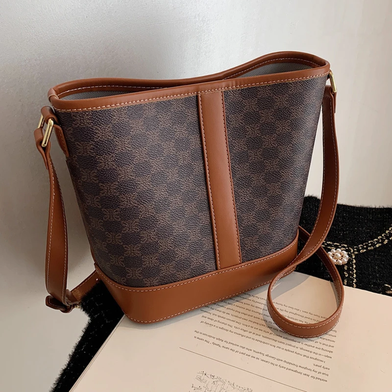 

Vintage Print Bucket Women Crossbody Shoulder Bags Luxury Brand Designer Large Capacity Bags For Women Shoulder Bag Handbags