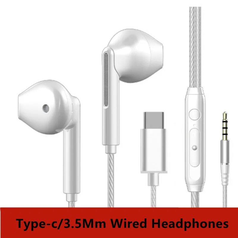 

Type-c/3.5mm Wired Headset Wired Ear Buds Subwoofer Game AV Sport Wired Headphones for Huawei Xaomi