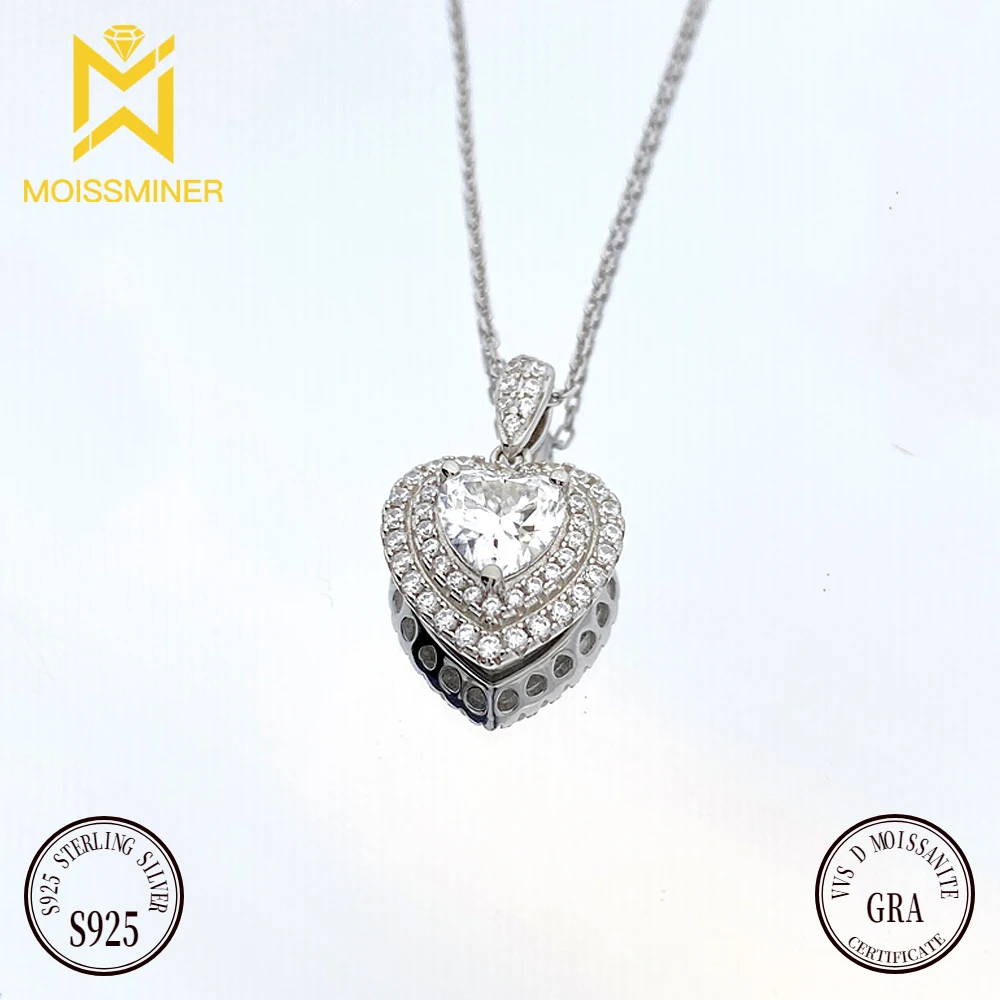 Heart Moissanite Pendant Necklaces For Women S925 Silver Real Diamond Necklace Jewelry Pass Tester With GRA Free Shipping