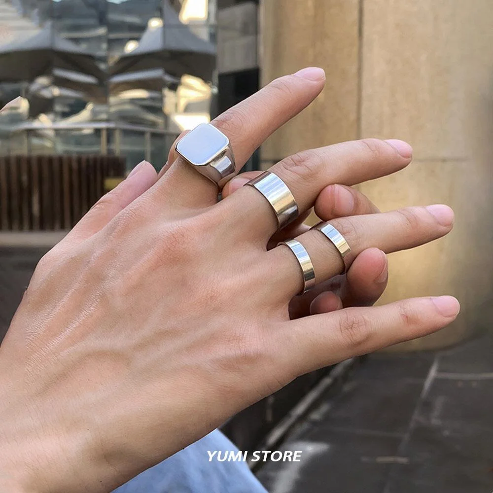 Комплект колец с геометрическим узором для мужчин и женщин модный