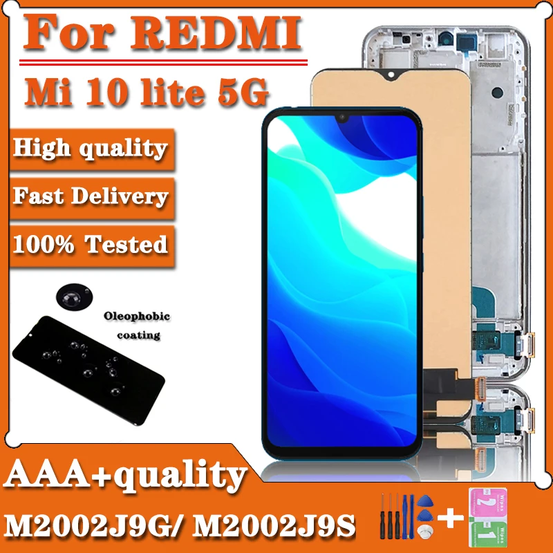

6.57''100% Test Mi10 Lite Lcd For Xiaomi Mi 10 Lite 5G Lcd Display Touch Screen Digitizer Assembly For Mi 10Lite Lcd M2002J9G 9S