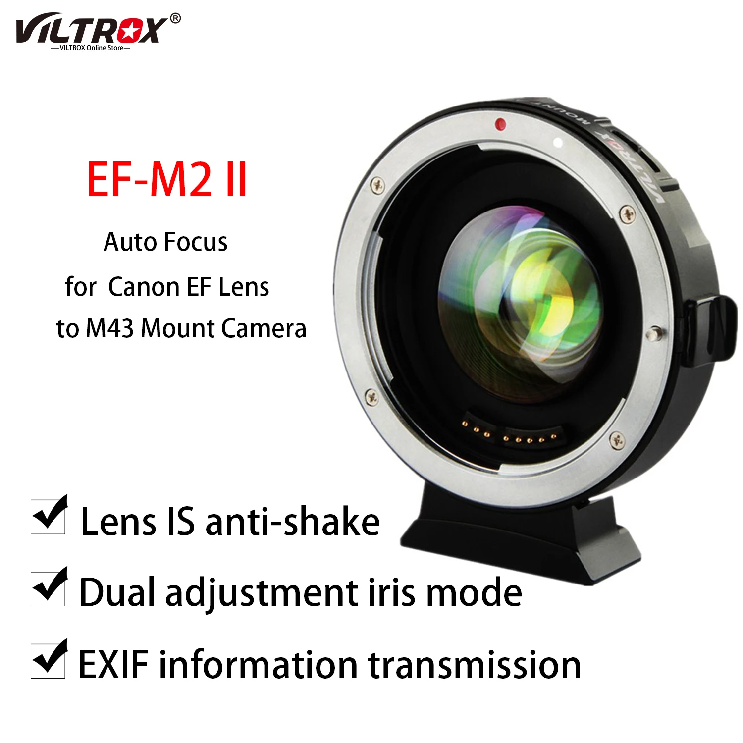 

Viltrox EF-M2 II Автофокус EXIF 0.71X уменьшить скорость бустера объектива адаптер Turbo для объектива Canon EF на M43 Крепление камеры GF1 GH4 GF6