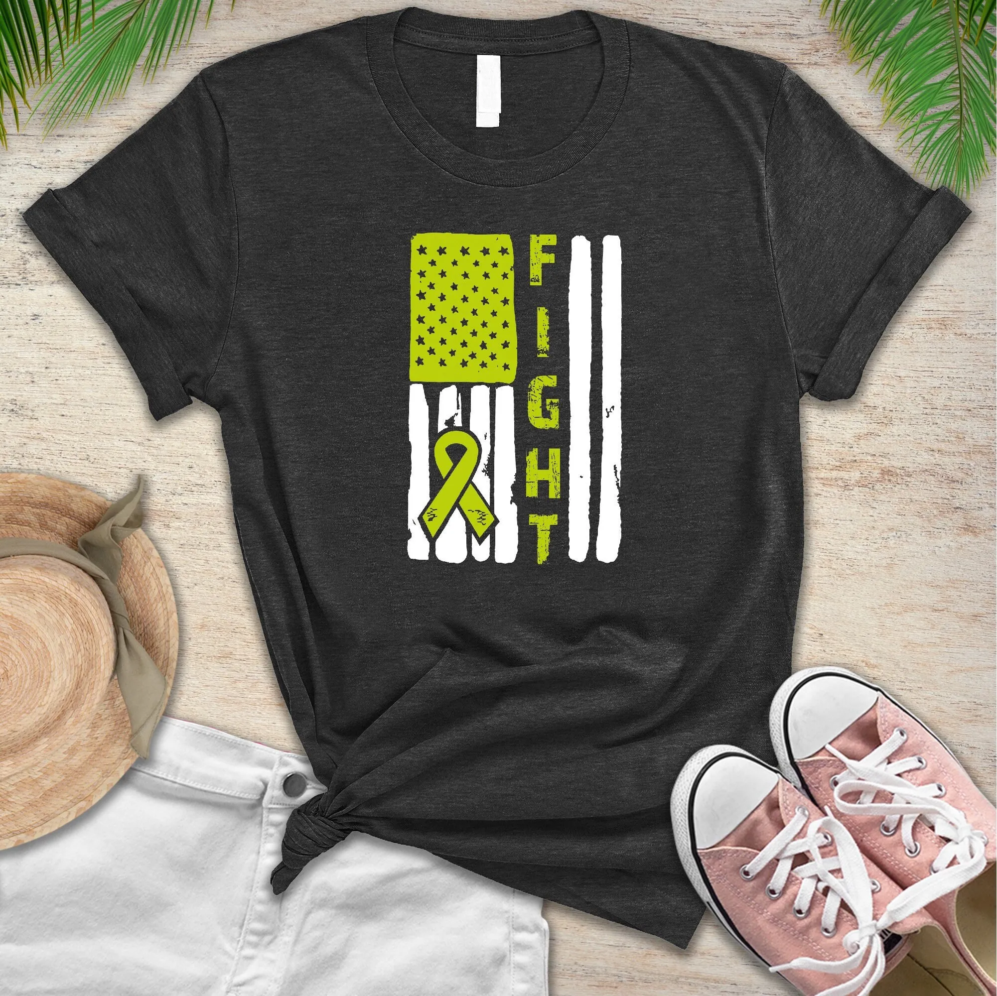 Футболка с флагом осведомленности о раке лимфомы