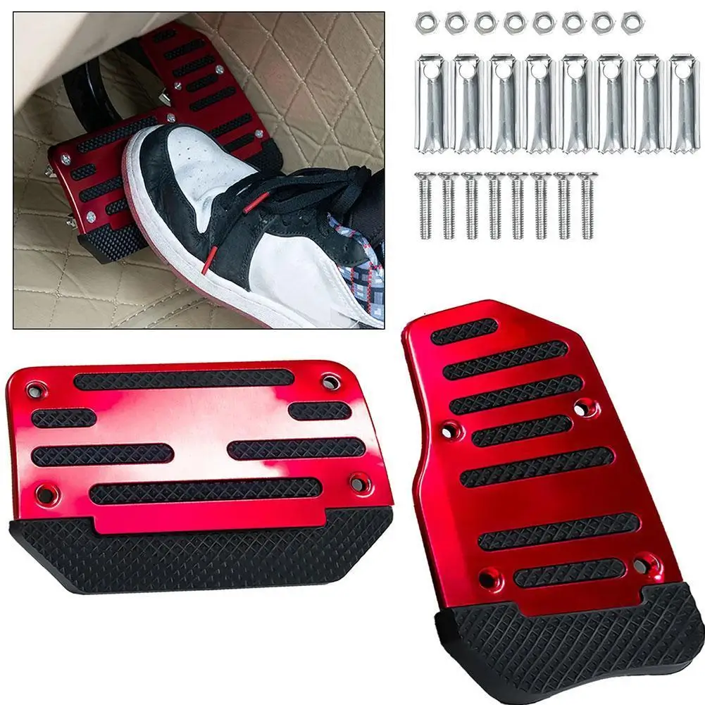 

Universal Car Accelerator Pedal Cover Increase The Contact Area Pedal Accelerator Non-Slip Foot Pedal Pad Kit Red Blue Silver