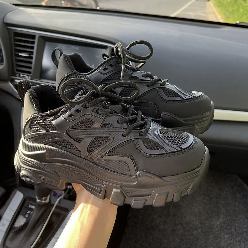 

Women Sneakers 2023 New Platform Casual Shoes Fashion Chunky Sneakers Woman Thick Sole Sport Shoes Round Toe Lace-up Dad Shoes