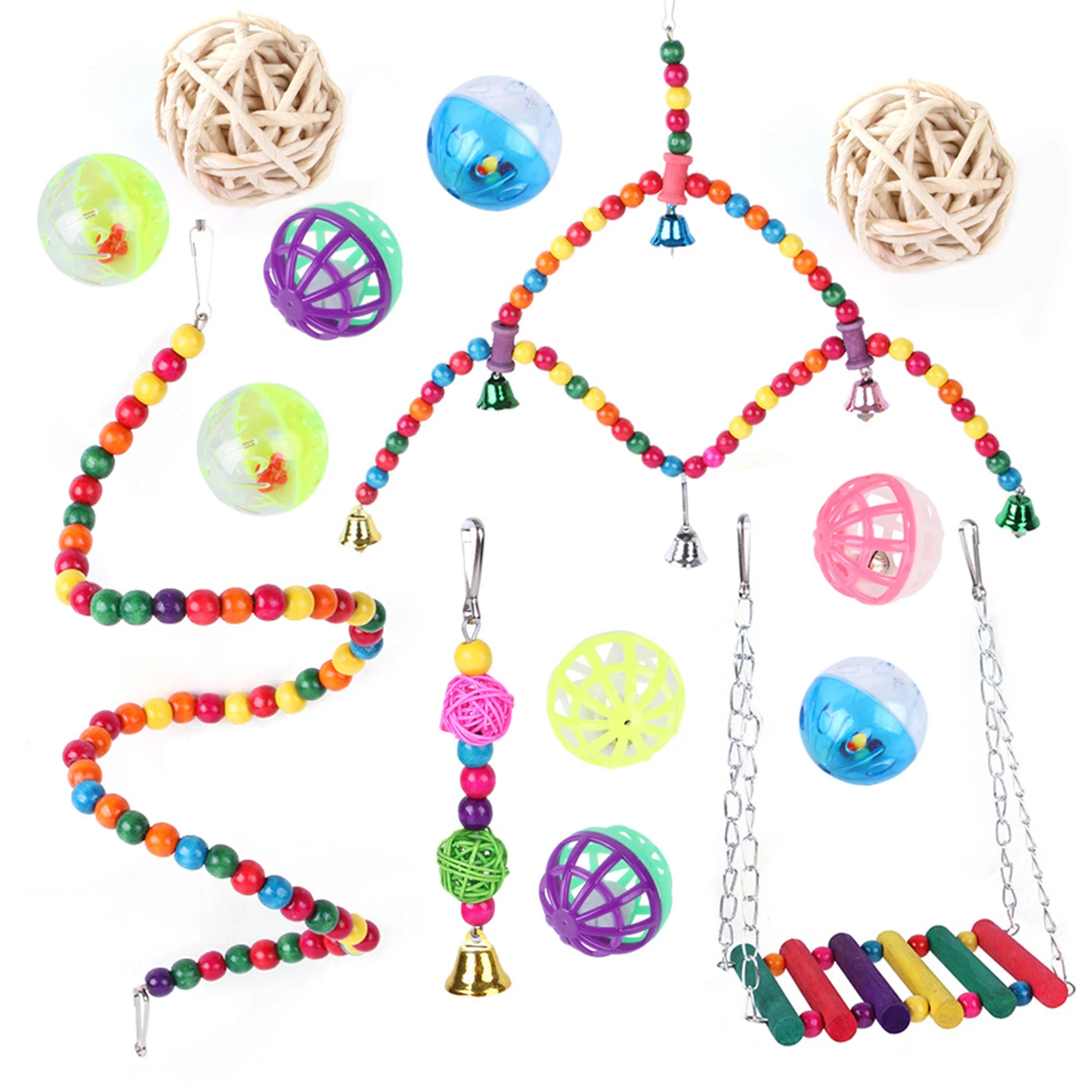 

_ 14 шт. деревянные качели, игрушки-попугаи, качели, стоячие жевательные игрушки, радужные качели, спиральные стоячие подставки для маленьких