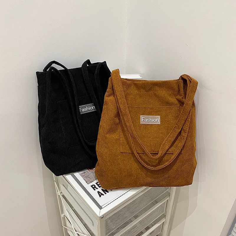 

Вельветовая холщовая Сумочка, простой мессенджер на плечо в стиле ретро, удобная Студенческая литературная вместительная сумка-тоут с надписью для девушек