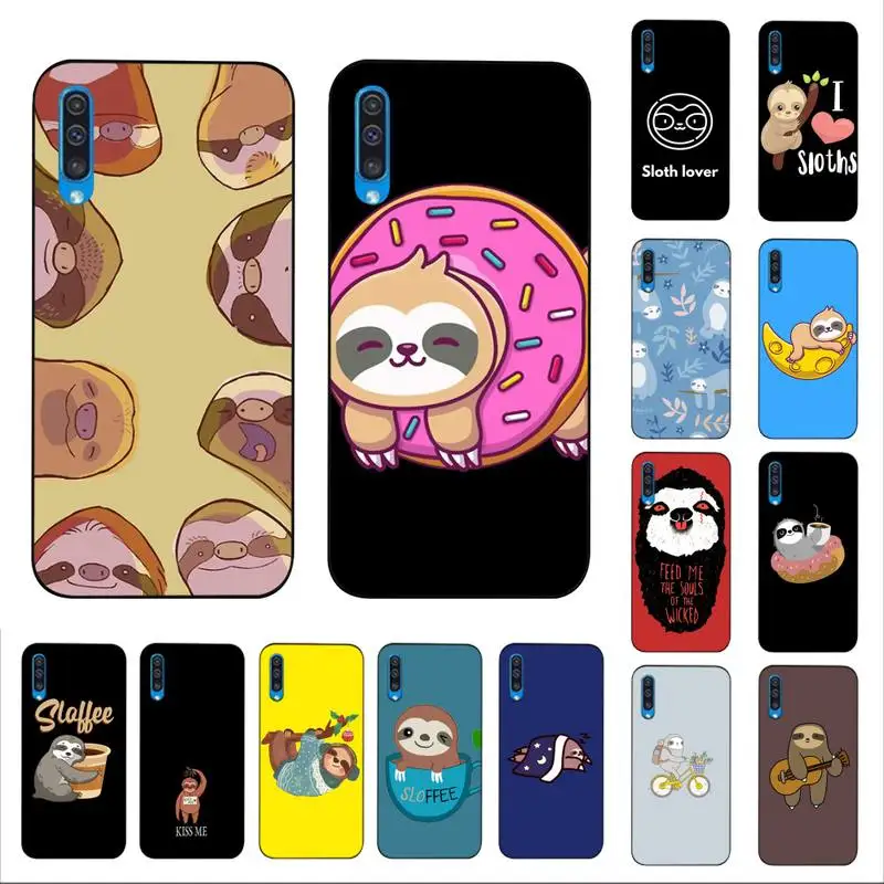 

FHNBLJ Cute Sloth Animals Phone Case for Samsung A51 01 50 71 21S 70 10 31 40 30 20E 11 A7 2018