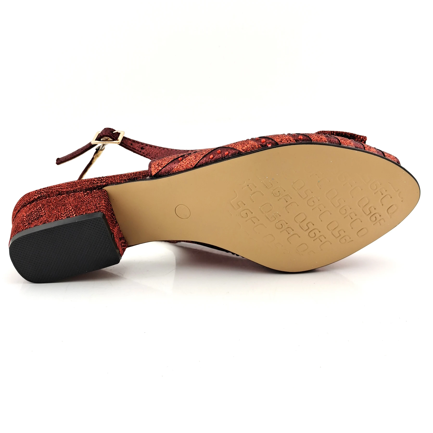 Carol Party New Arrival Hot Selling Italian Design Fashion Crystal Style Ladies Shoes and Bag Set in Wine Color for Party