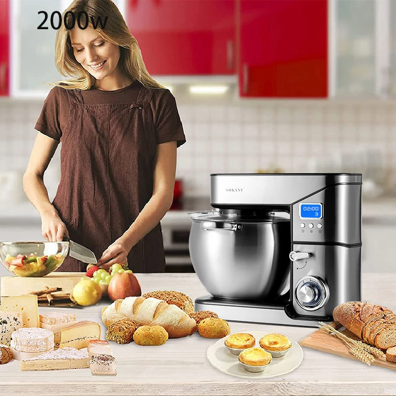10L 2000w Stand Mixer Kitchen Aid Food Blender Cream Whisk Cake Dough Mixers With Bowl Stainless Steel Machine