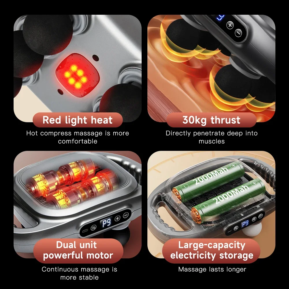 Электрический профессиональный 6-головочный массажный пистолет массажер для