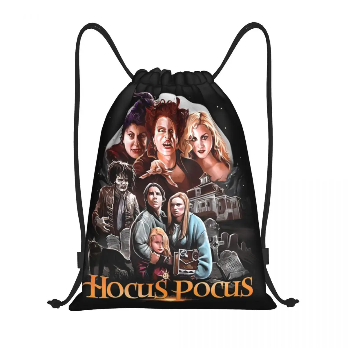Hocus Halloween Night Pocus Drawstring Backpack Women Men Gym Sport Sackpack Portable Witch Horror Movie Training Bag Sack