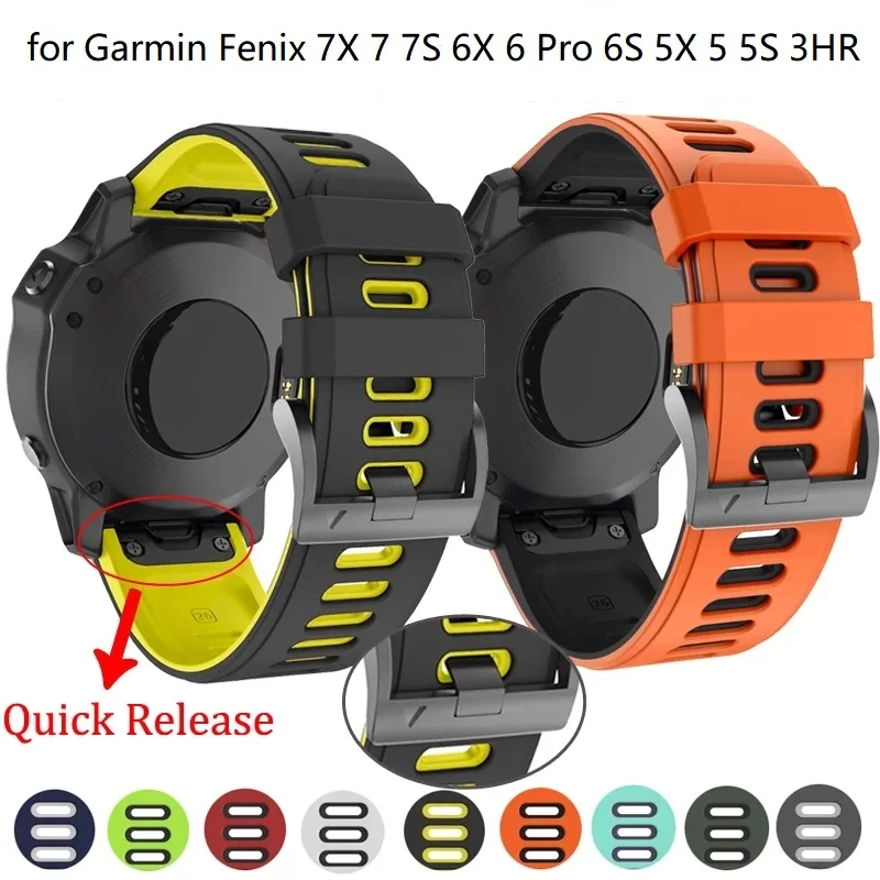 

26 22 20mm Smart Watch Strap for Garmin Fenix 7X 7 7S 6 6S 6X 5X 5 5S Forerunner 935 945 Quick Release Strap Silicone Bracelet