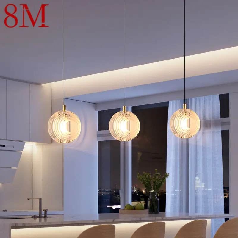 

8M Nordic Brass Pendant Light LED Modern Simply Creative Circular Crystal Hanging Lamp For Home Dining Room Bedroom