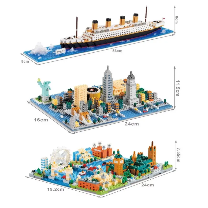 Набор Миниатюрных Строительных Блоков сделай Сам - Нью-Йорк Лондон Титаник RMS