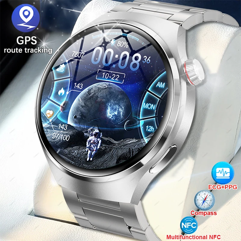 

New GPS Trajectory GT4 Pro Smartwatch Man HD AMOLED NFC ECG Blood Sugar Health Bluetooth Call IP68 Waterproof For Huawei Xiaomi